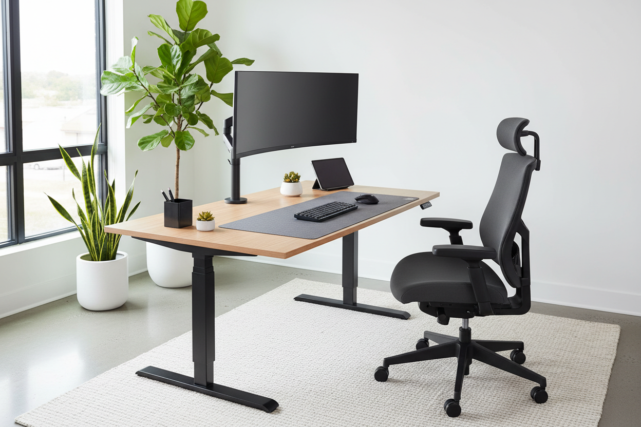 Performance Workspace collection with adjustable desks and ergonomic office support