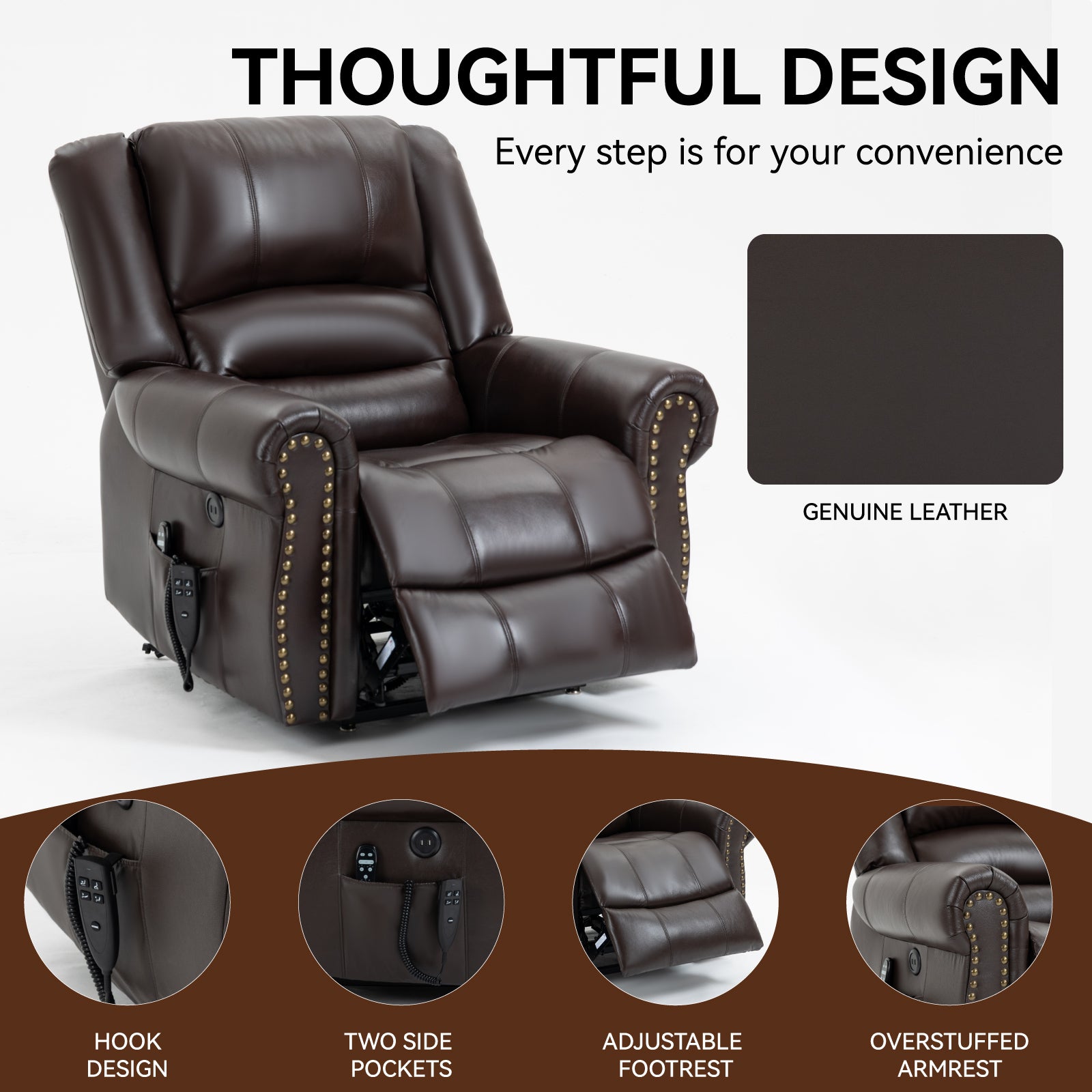 Dual-Motor Power Lift Heat & Massage Recliner detail image 17