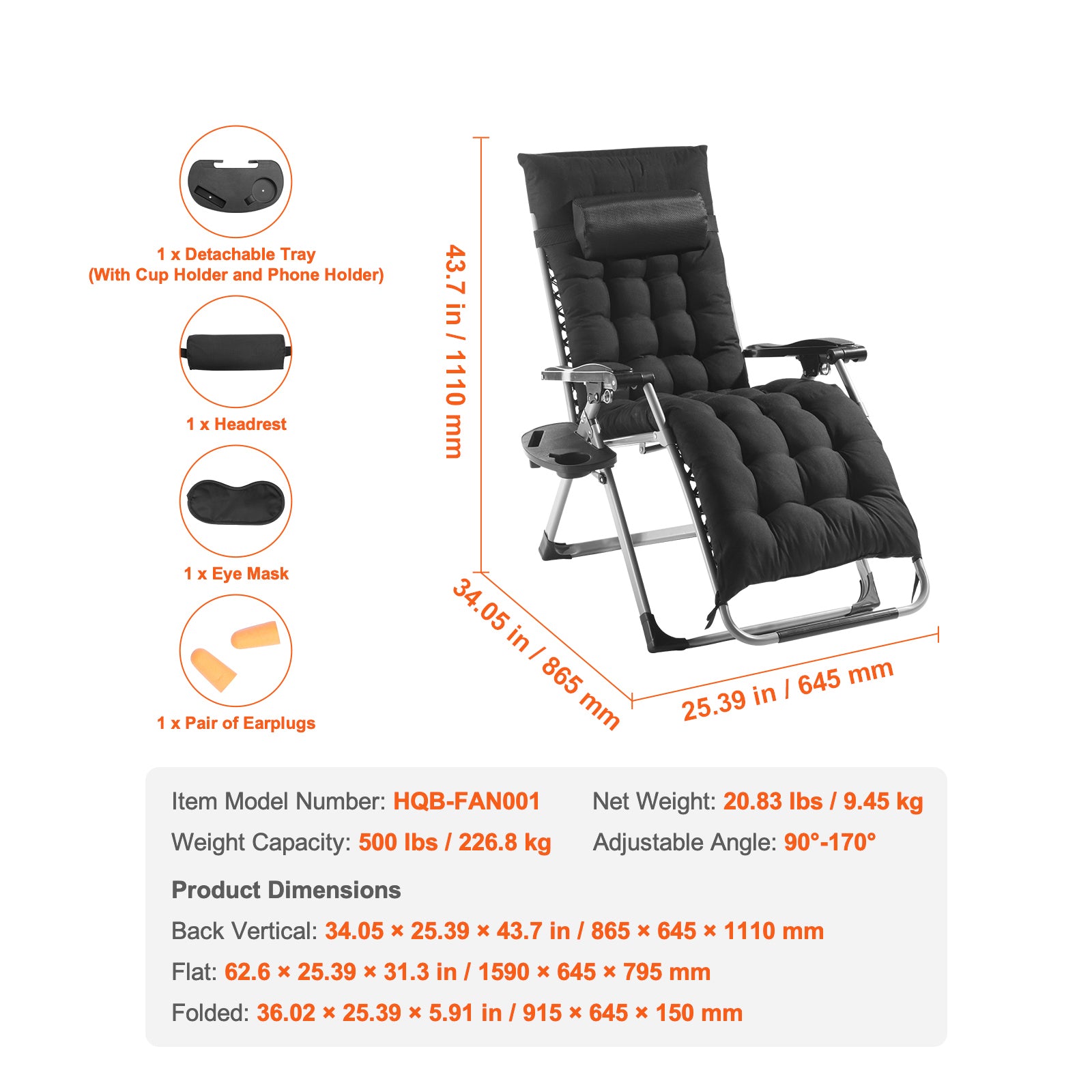 VEVOR Indoor/Outdoor Zero Gravity Recliner detail image 8