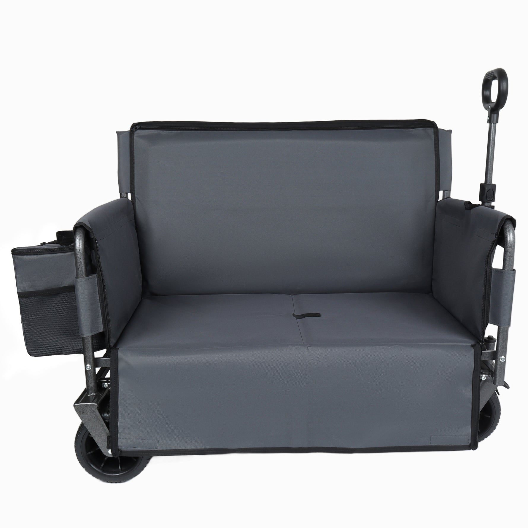 3-in-1 Folding Wagon Cart with Bench Seat & Storage for workshop, garage, storage, or utility use