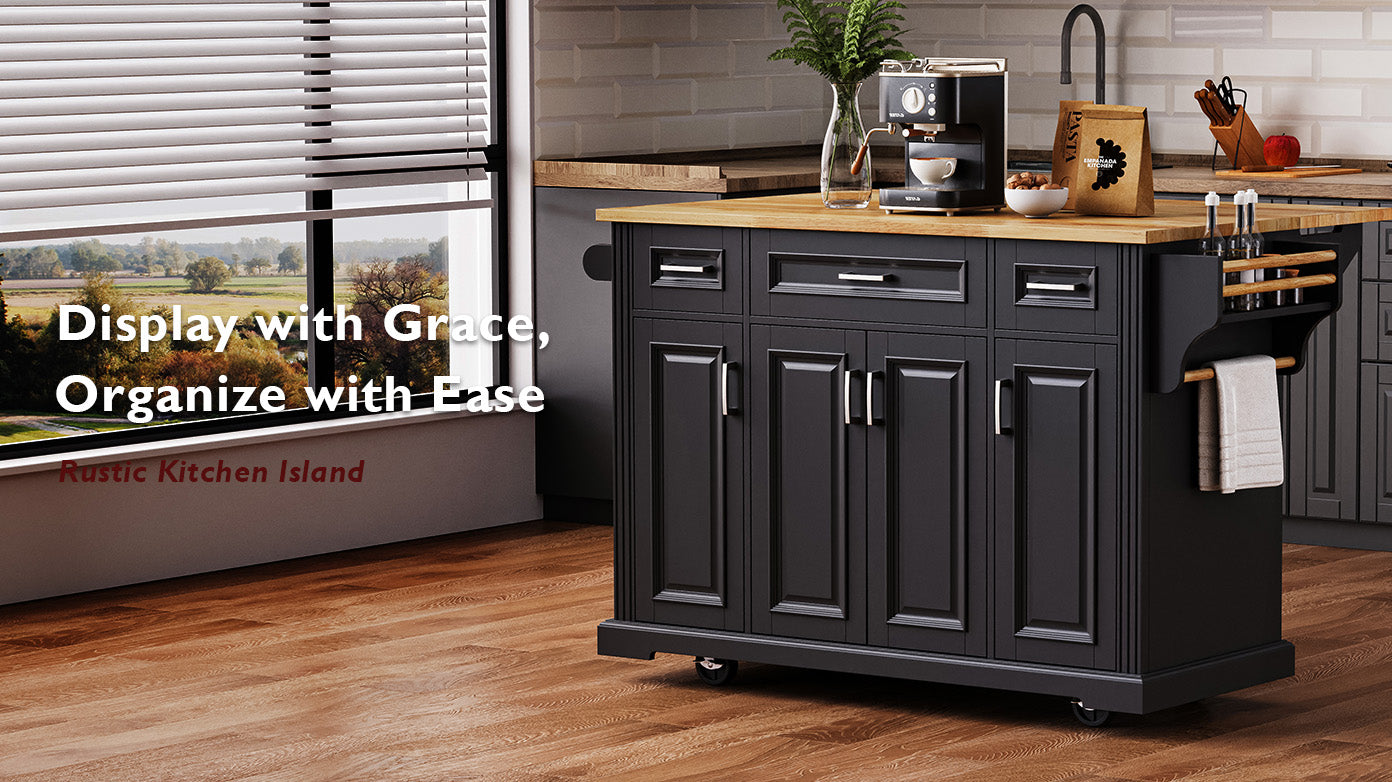 54 in. Rolling Kitchen Island with Drop Leaf & Storage product view 111