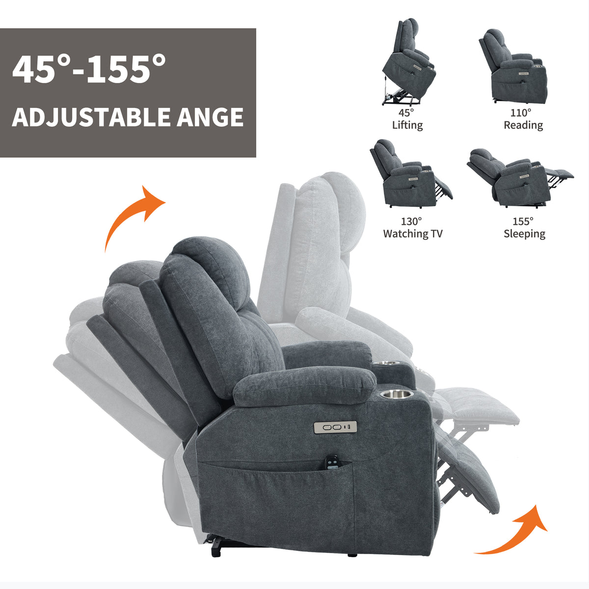 Dual-Motor Leather-Air Power Lift Recliner detail image 28