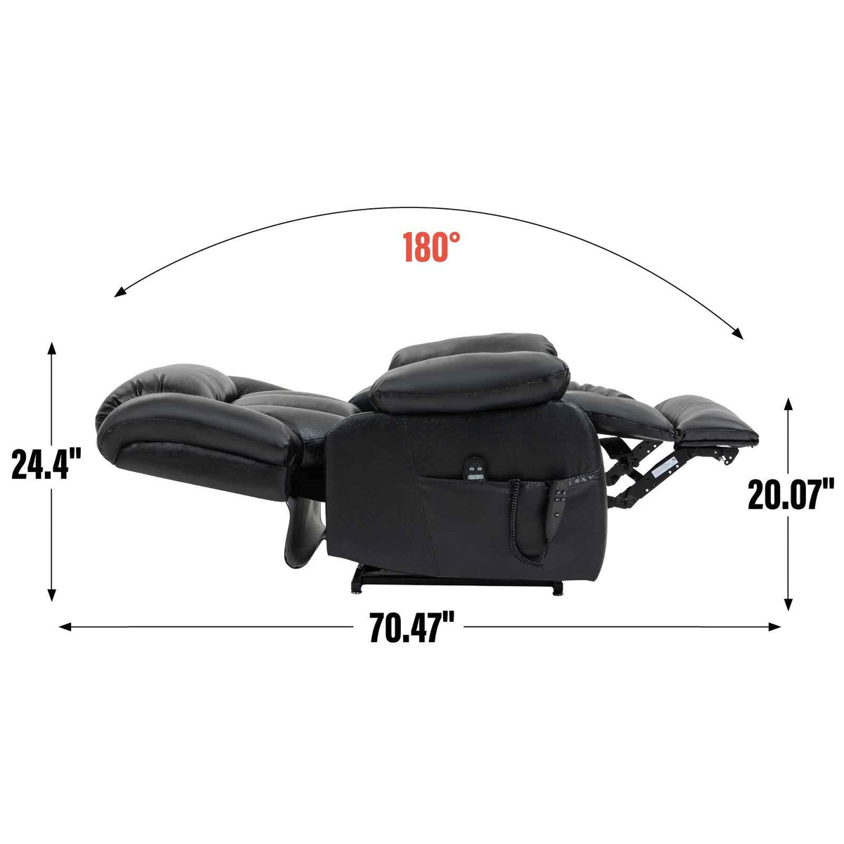 Dual-Motor Power Lift Genuine Leather Heat & Massage Recliner detail image 4