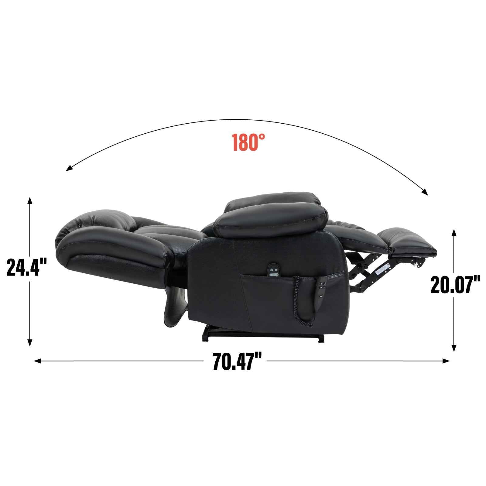 Dual-Motor Power Lift Genuine Leather Heat & Massage Recliner detail image 4