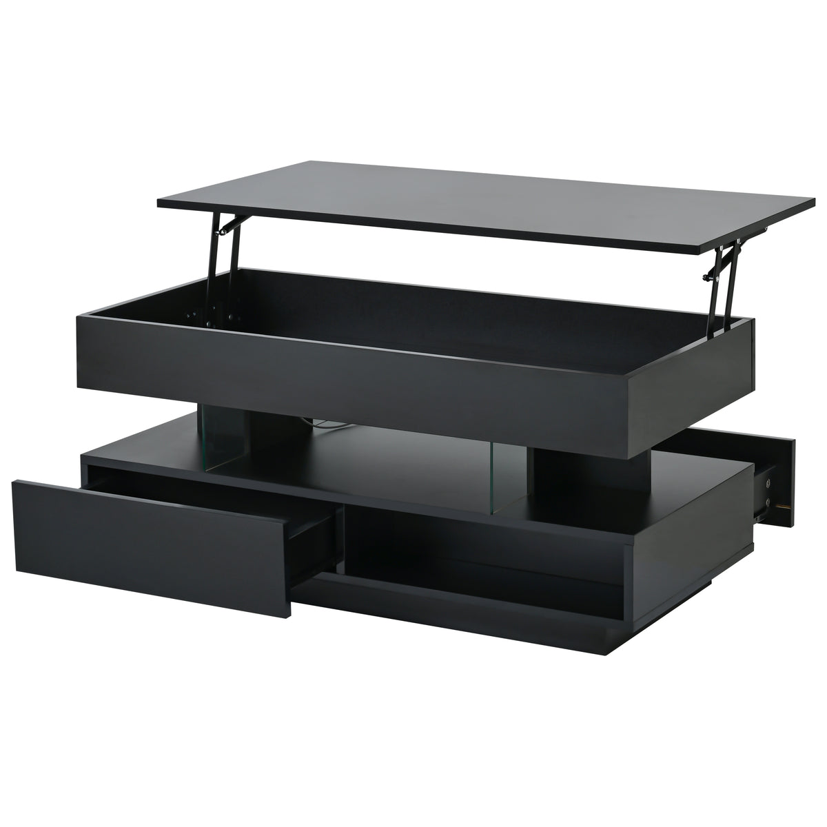 Lift-Top Coffee Table with Storage & LED Lights desktop storage organizer