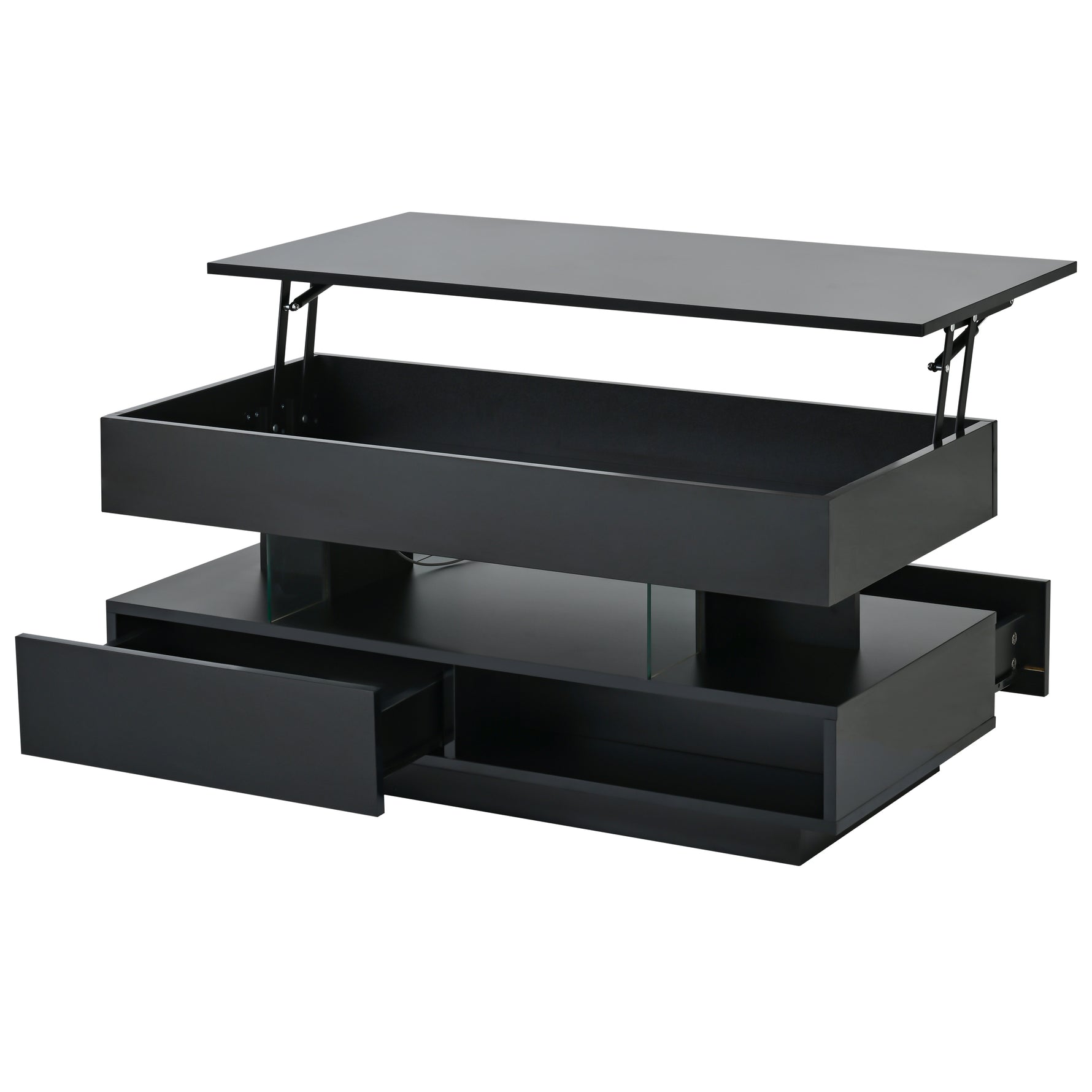 Lift-Top Coffee Table with Storage & LED Lights desktop storage organizer