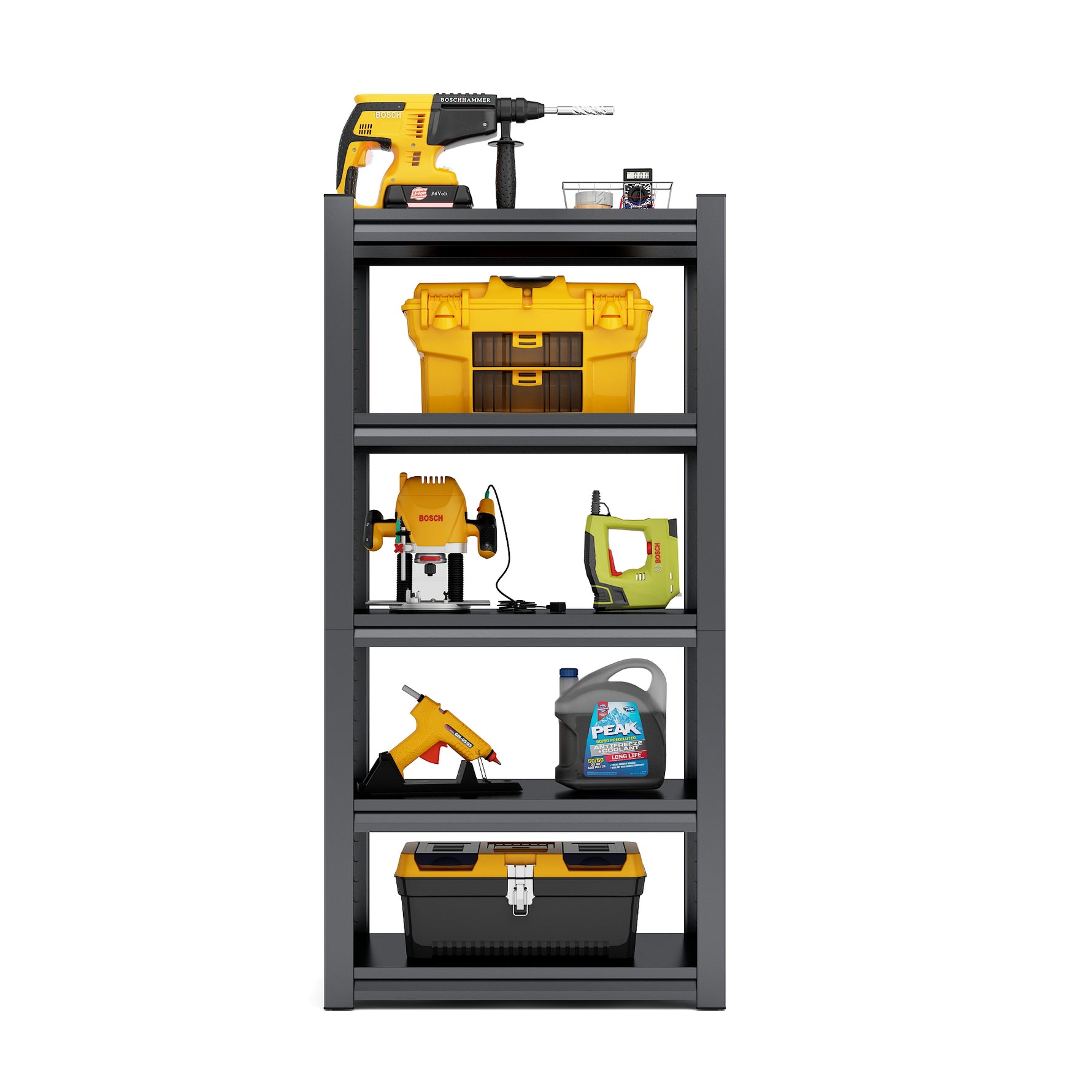 Industrial Heavy-Duty 5-Tier Adjustable Metal Shelving Unit for workshop, garage, storage, or utility use