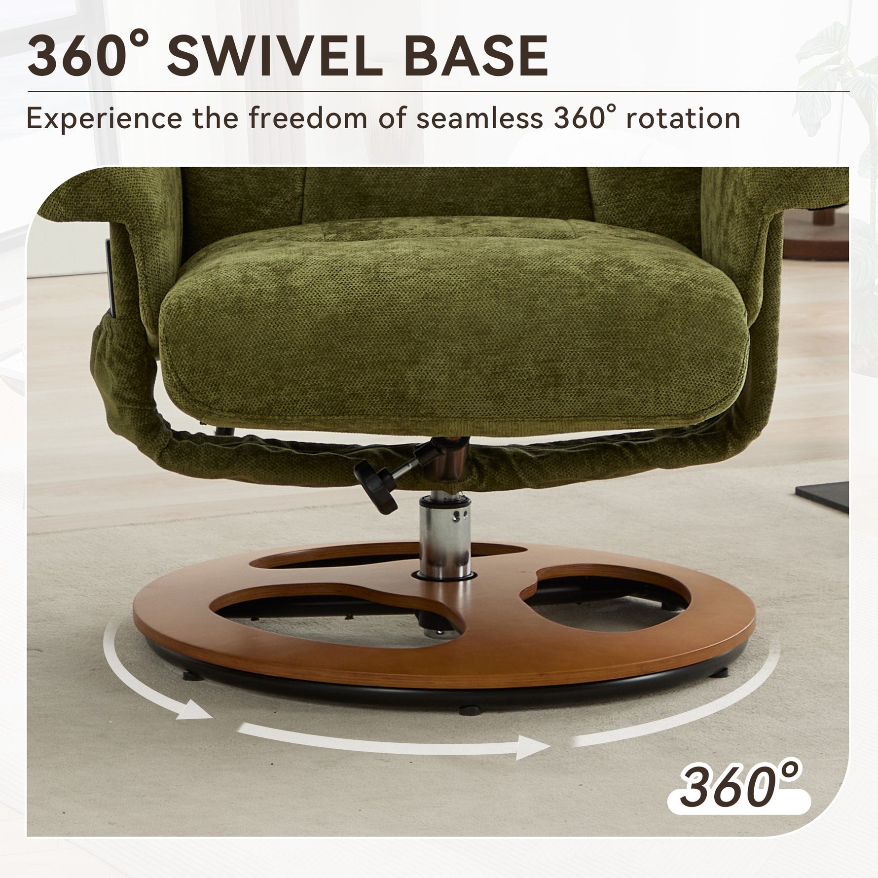 Ergonomic Recliner Chair with Ottoman - 360° Swivel Massage Lounge detail image 26