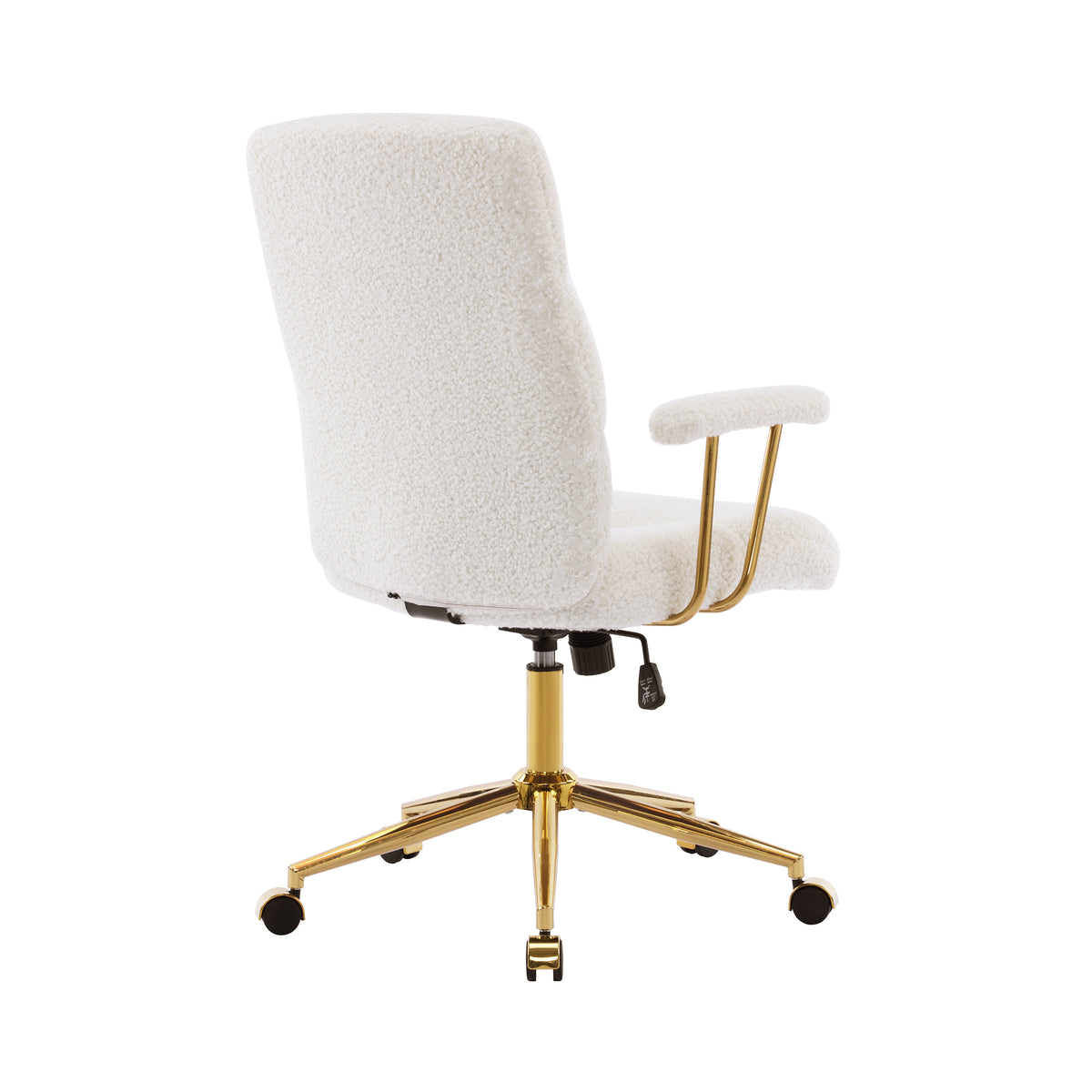 Textured Boucle Gold Office Chair with Padded Arms workspace desk setup