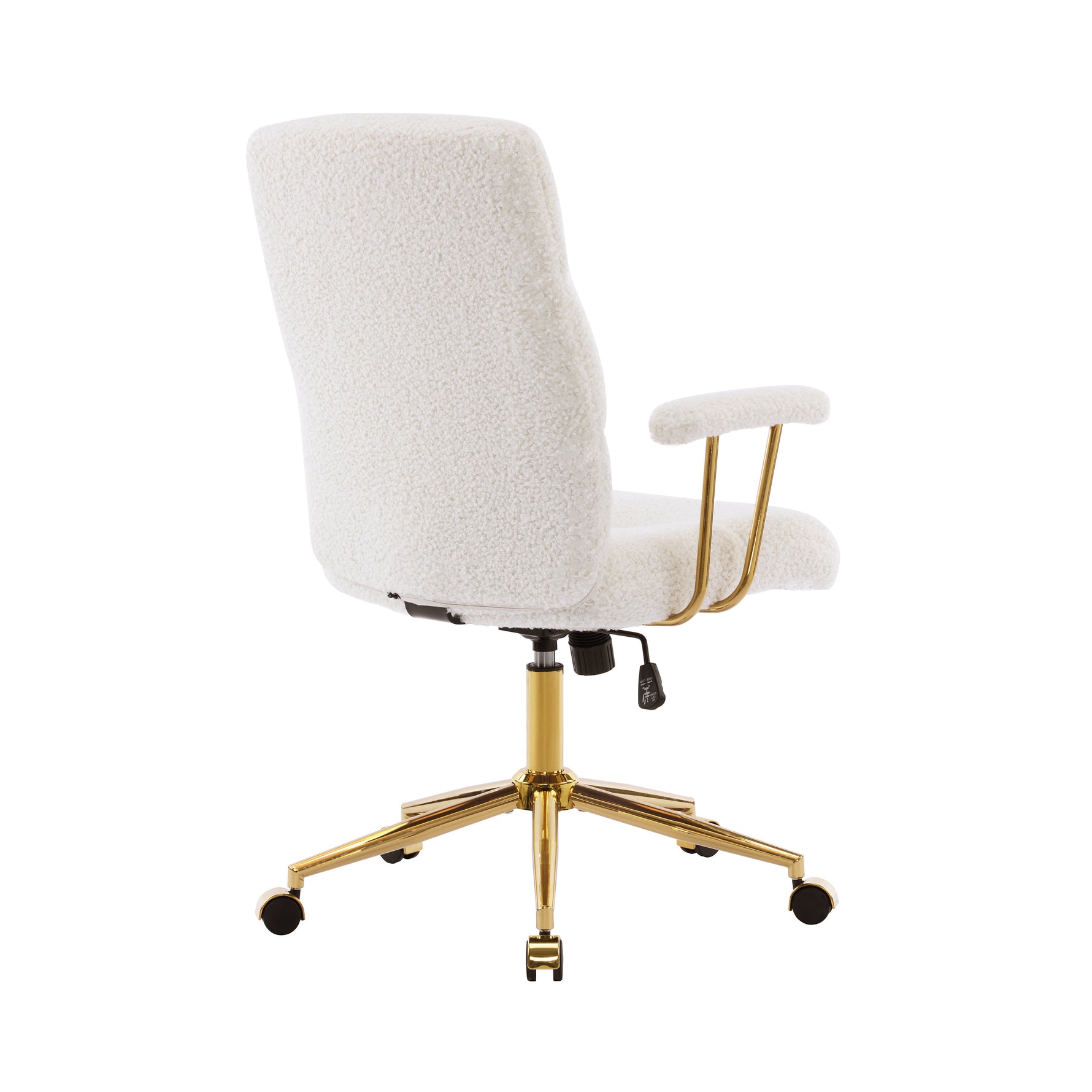Textured Boucle Gold Office Chair with Padded Arms workspace desk setup