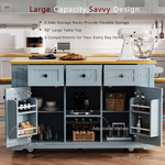 53 in. Farmhouse Kitchen Island with Power Outlet & Stools product view 63