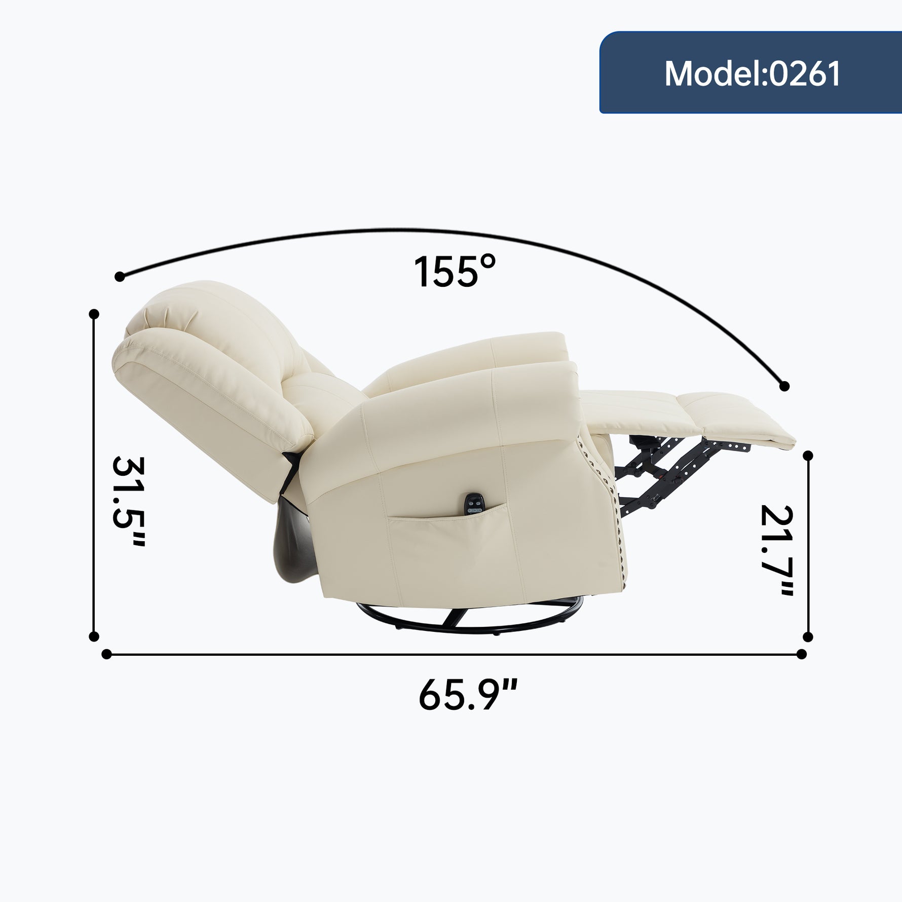 Heat Massage Manual Recliner Chair with Rocker and Swivel for Living Room detail image 60