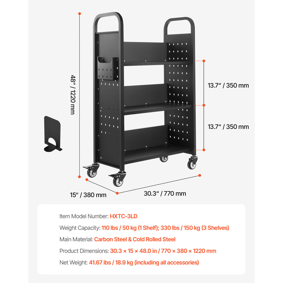Heavy-Duty Rolling Utility Service Cart with 360° Swivel Wheels for workshop, garage, storage, or utility use
