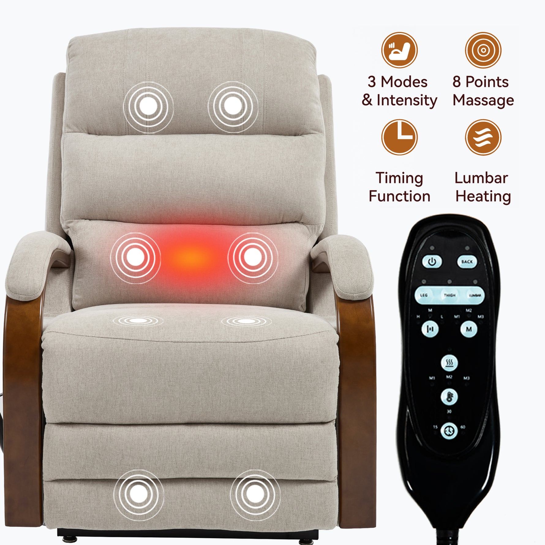 Power Chenille Lift Recliner Chair Dual Motor Infinite Position Up to 350 Pounds detail image 84