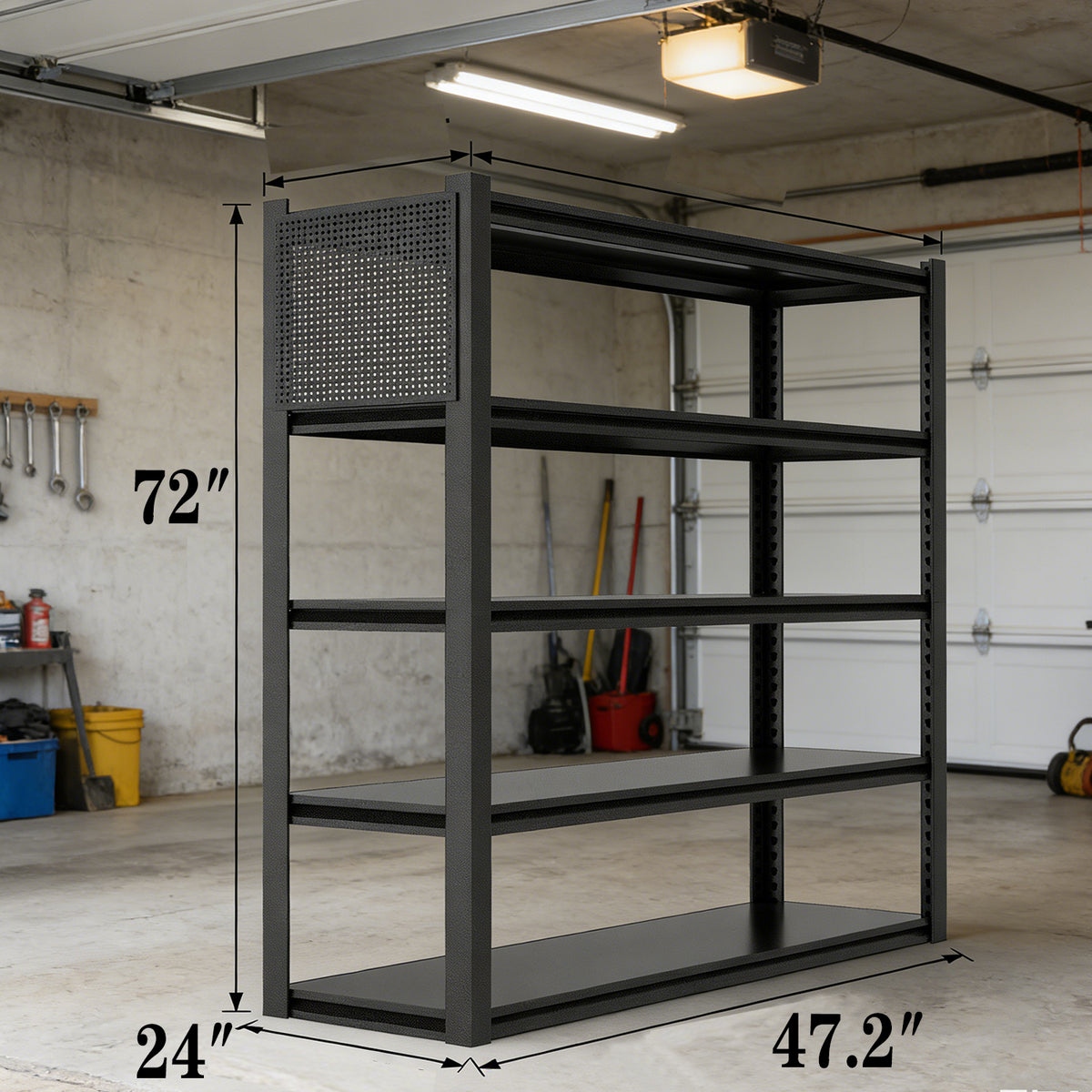 Heavy-Duty Adjustable Garage Shelving with Pegboard for workshop, garage, storage, or utility use