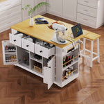 53 in. Farmhouse Kitchen Island with Power Outlet & Stools product view 26