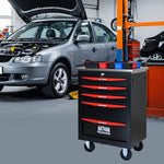 Rolling 5-Drawer Steel Tool Chest with Stainless Steel Top for workshop, garage, storage, or utility use