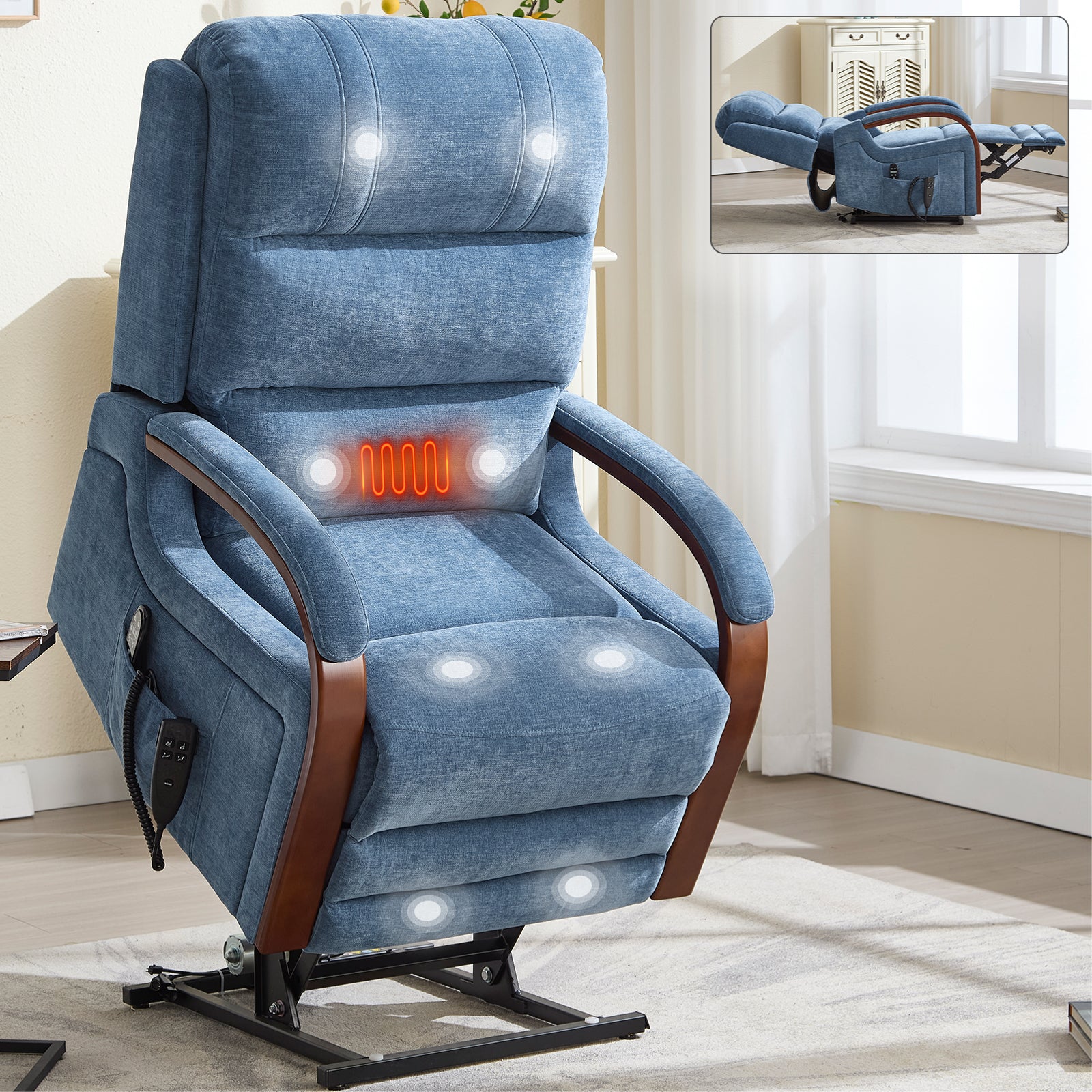 Power Chenille Lift Recliner Chair Dual Motor Infinite Position Up to 350 Pounds detail image 11
