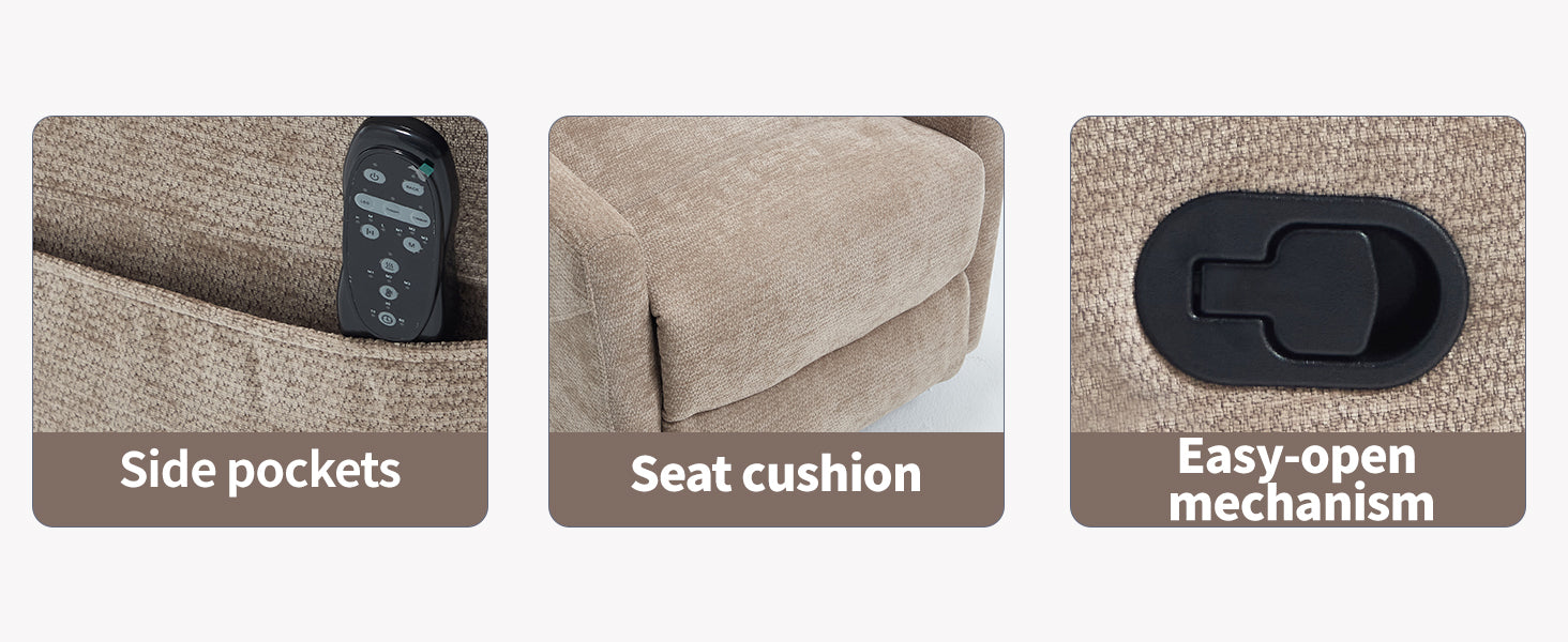 Heat Massage Manual Recliner Chair with Rocker and Swivel in Fabric for Living Room detail image 23
