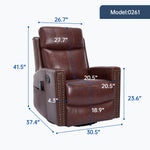 Genuine Leather Heat Massage Manual Recliner Chair with Rocker and Swivel for Living Room detail image 33