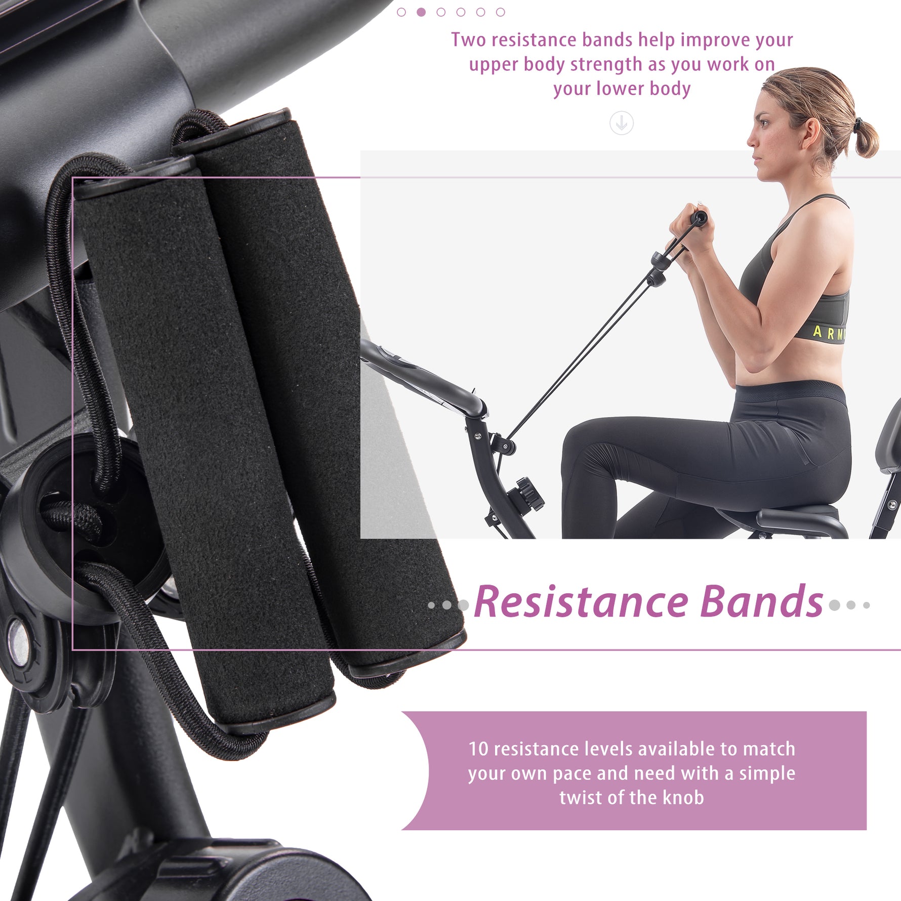 Folding Stationary Bike with 16-Level Magnetic Resistance, 300 lb Capacity detail image 6