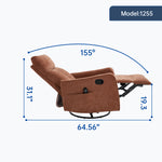 Heat Massage Manual Recliner Chair with Rocker and Swivel in Fabric for Living Room detail image 16