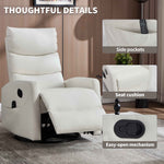 Heat Massage Manual Recliner Chair with Rocker and Swivel in Faux Leather for Living Room detail image 14