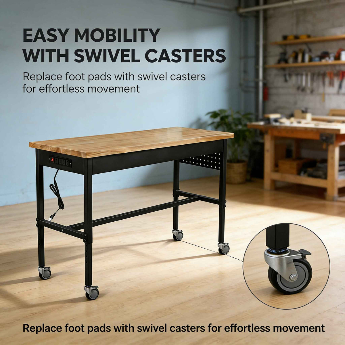 Heavy-Duty Adjustable Workbench with Power Outlet - workbench for daily comfort and function