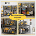 Heavy-Duty Metal Shelving & Workbench with Pegboard, 3000 lb Capacity for workshop, garage, storage, or utility use