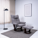 8-Point Massage Recliner with Ottoman, Heated Reclining Chair, Bent Wood Base detail image 2