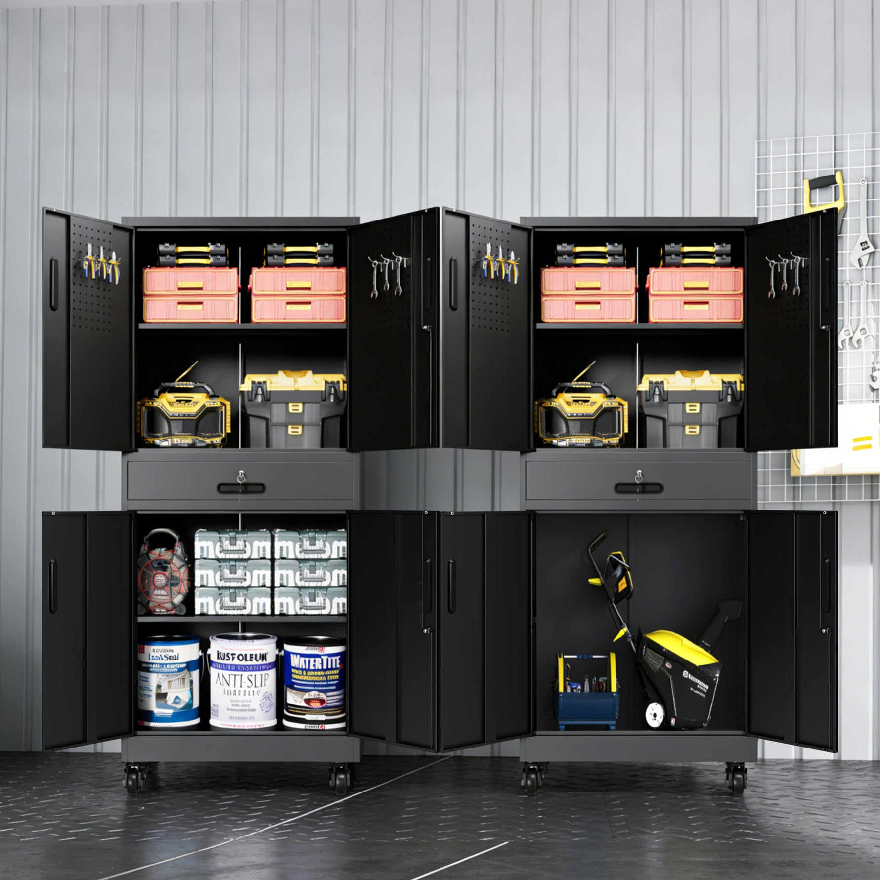 Metal Storage Cabinet with Drawer for workshop, garage, storage, or utility use