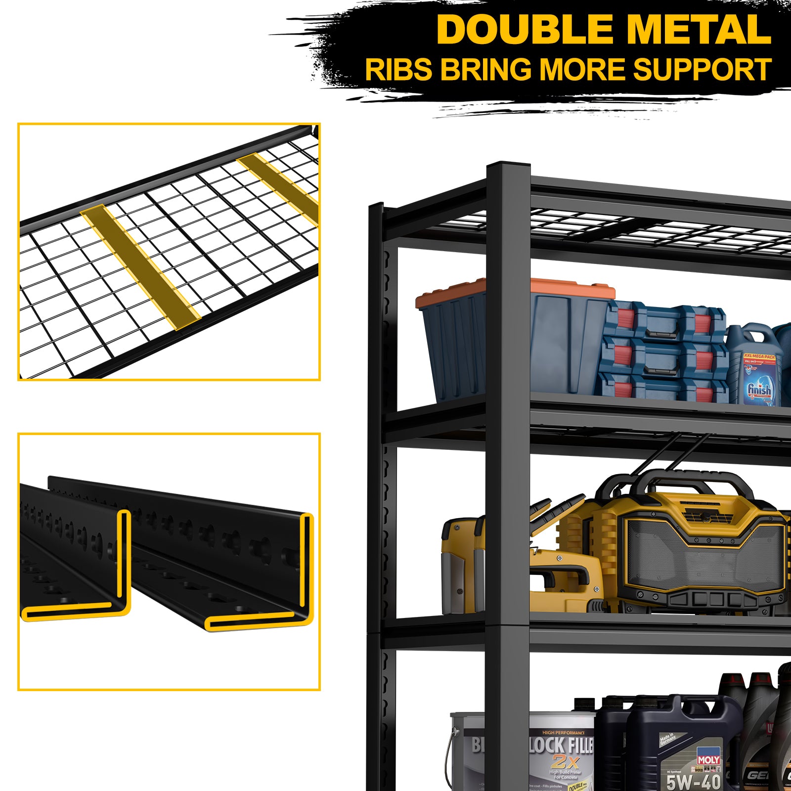 59" Heavy-Duty Metal Garage Storage Rack for workshop, garage, storage, or utility use