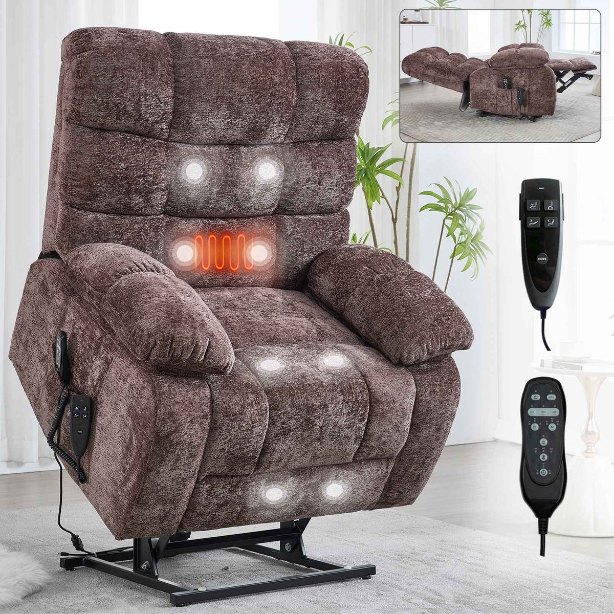 Dual-Motor Lift Recliner with Heat & Massage, 350 lb Capacity detail image 55
