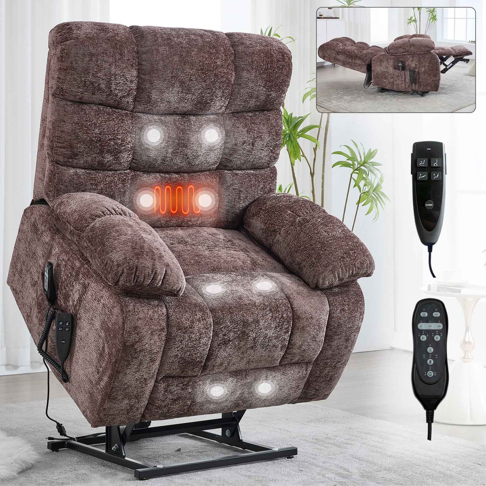 Dual-Motor Lift Recliner with Heat & Massage, 350 lb Capacity detail image 55
