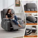 Swivel Rocker Recliner Chair with Vibration Massage, Heat, USB Port and Cup Holderrs detail image 45