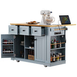 53 in. Farmhouse Kitchen Island with Power Outlet & Stools product view 91
