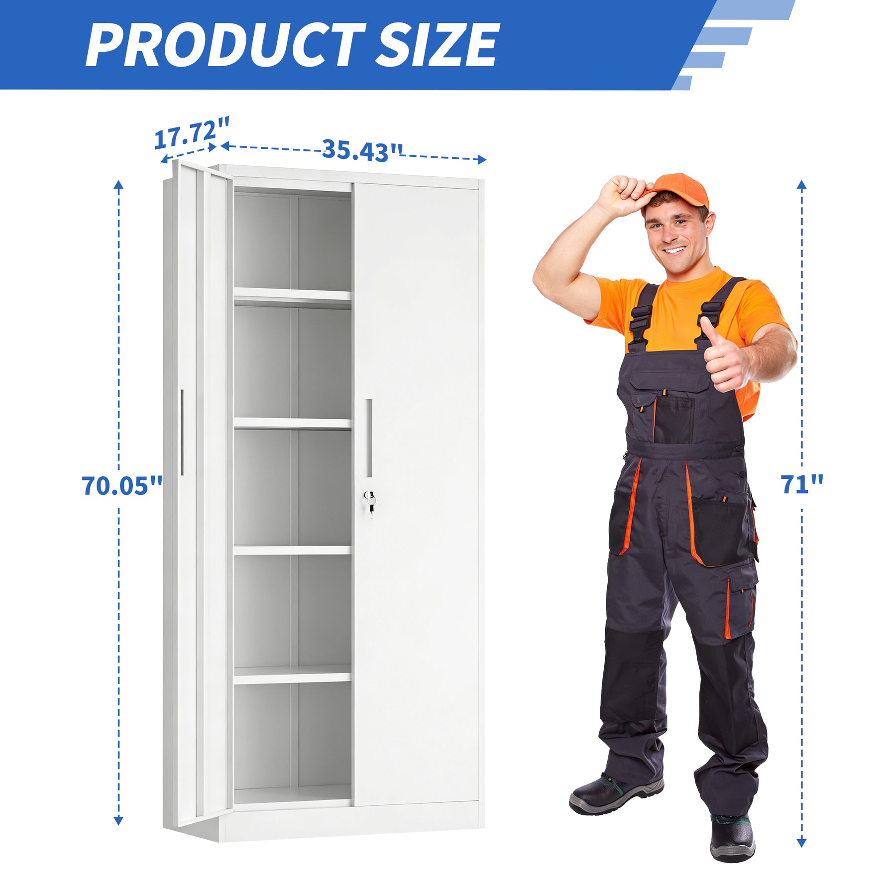Locking Steel Garage Storage Cabinet with 4 Adjustable Shelves for workshop, garage, storage, or utility use