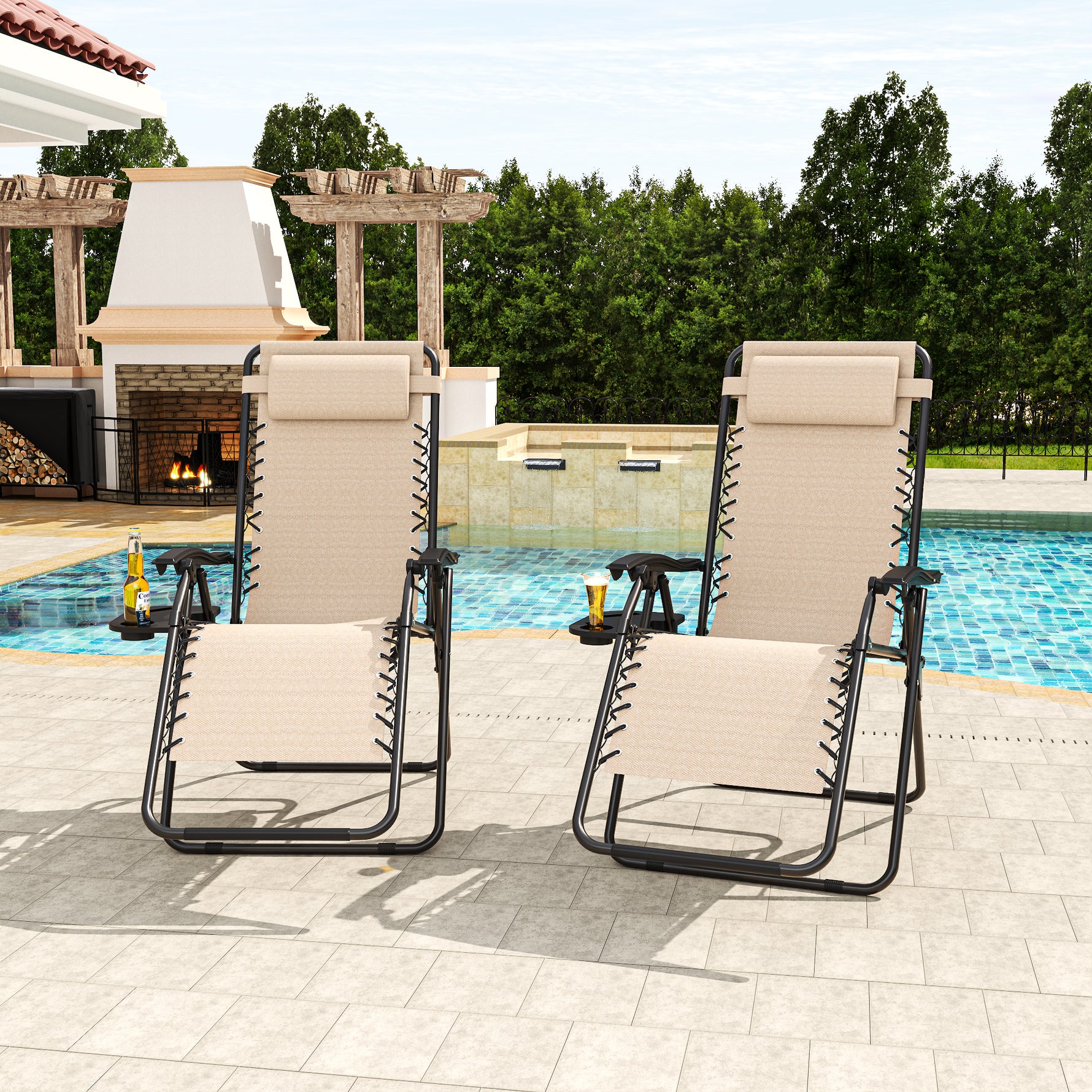 Folding Zero Gravity Lounge Chair with Headrest detail image 7