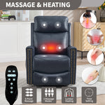 Genuine Leather Heat Massage Manual Recliner Chair with Rocker and Swivel for Living Room detail image 44