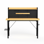 Heavy-Duty Adjustable Workbench with Pegboard & Wheels workshop project bench