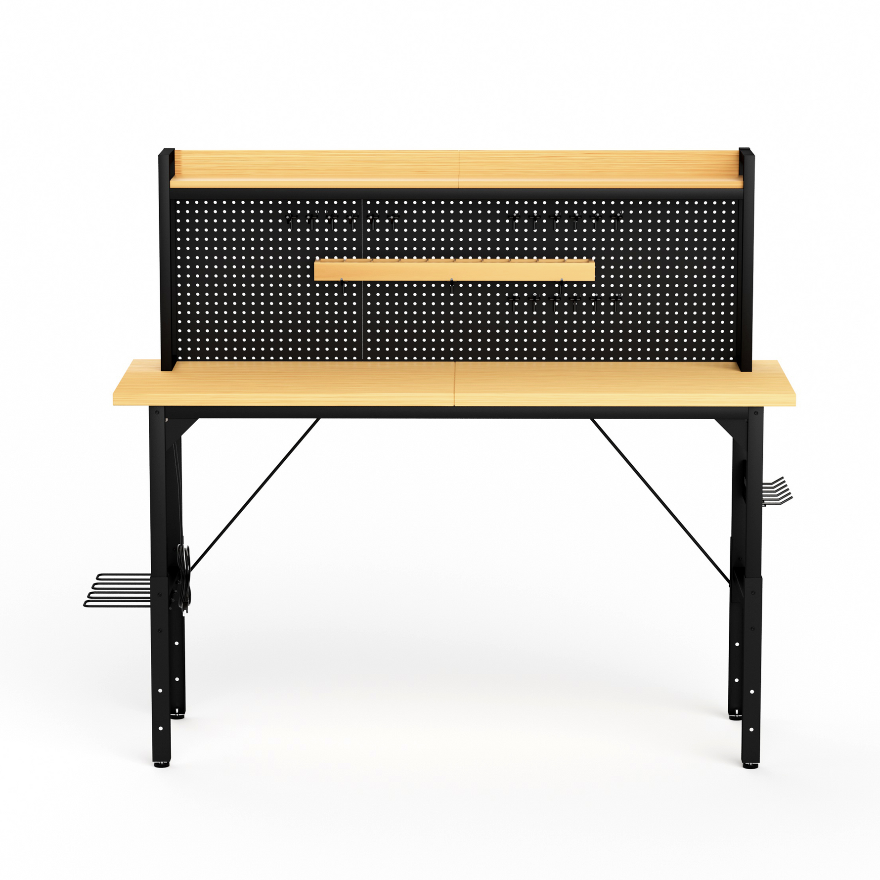 Heavy-Duty Adjustable Workbench with Pegboard & Wheels workshop project bench