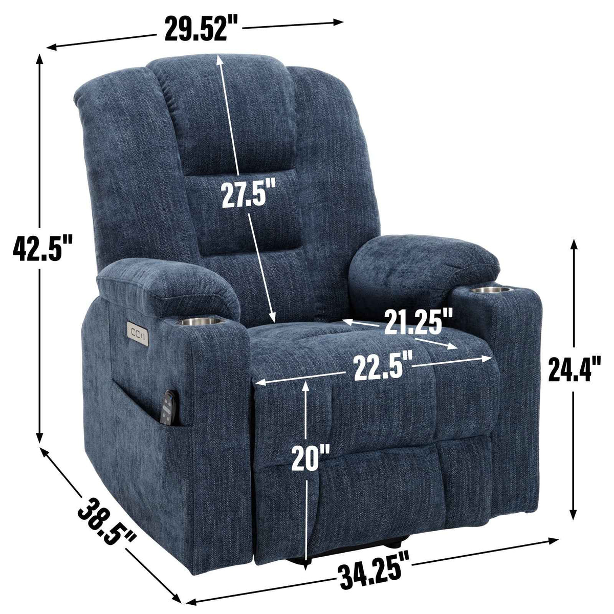 Large Dual-Motor Power Lift Heat & Massage Recliner detail image 60