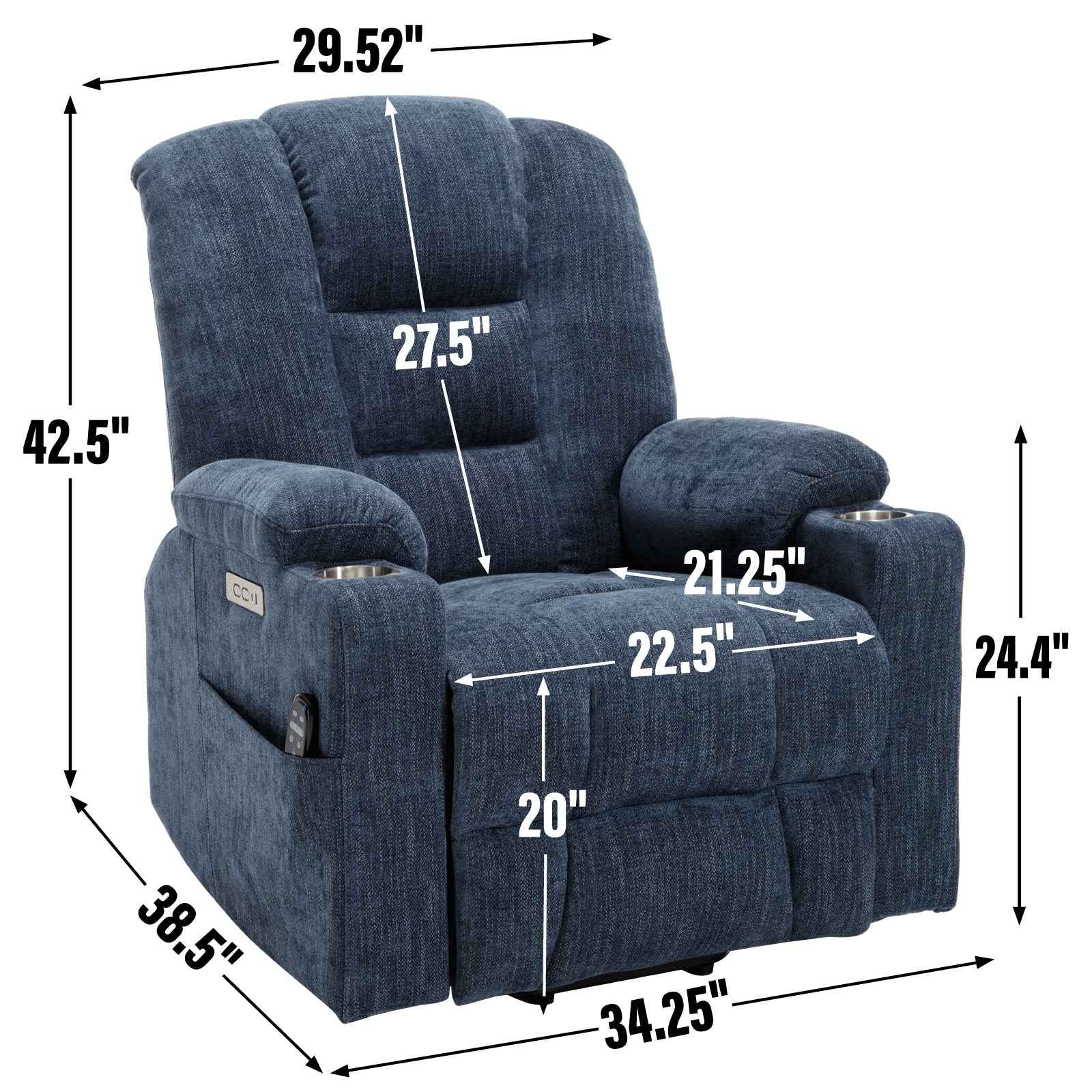 Large Dual-Motor Power Lift Heat & Massage Recliner detail image 60