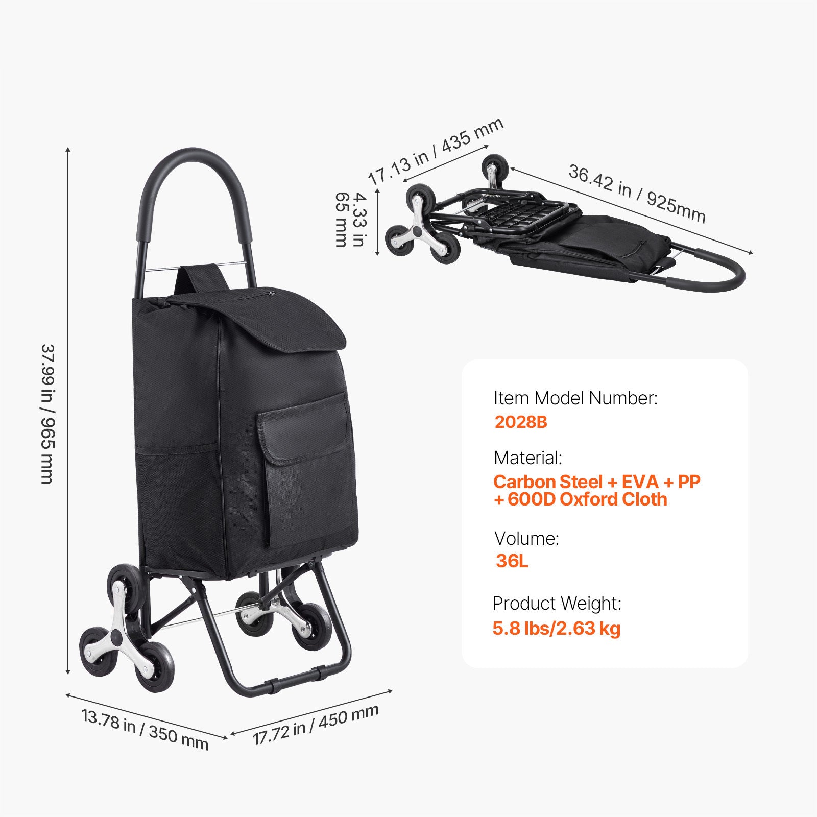 VEVOR Foldable Stair-Climbing Cart for workshop, garage, storage, or utility use
