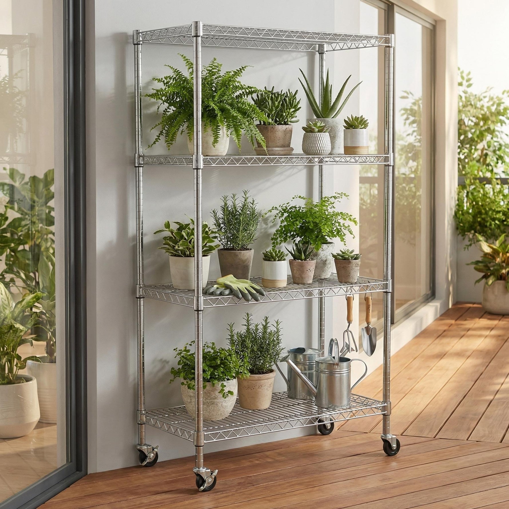 Heavy-Duty Adjustable Wire Shelving Unit with Wheels & Levelers for workshop, garage, storage, or utility use