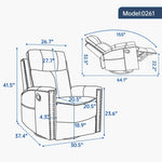 Genuine Leather Heat Massage Manual Recliner Chair with Rocker and Swivel for Living Room detail image 75