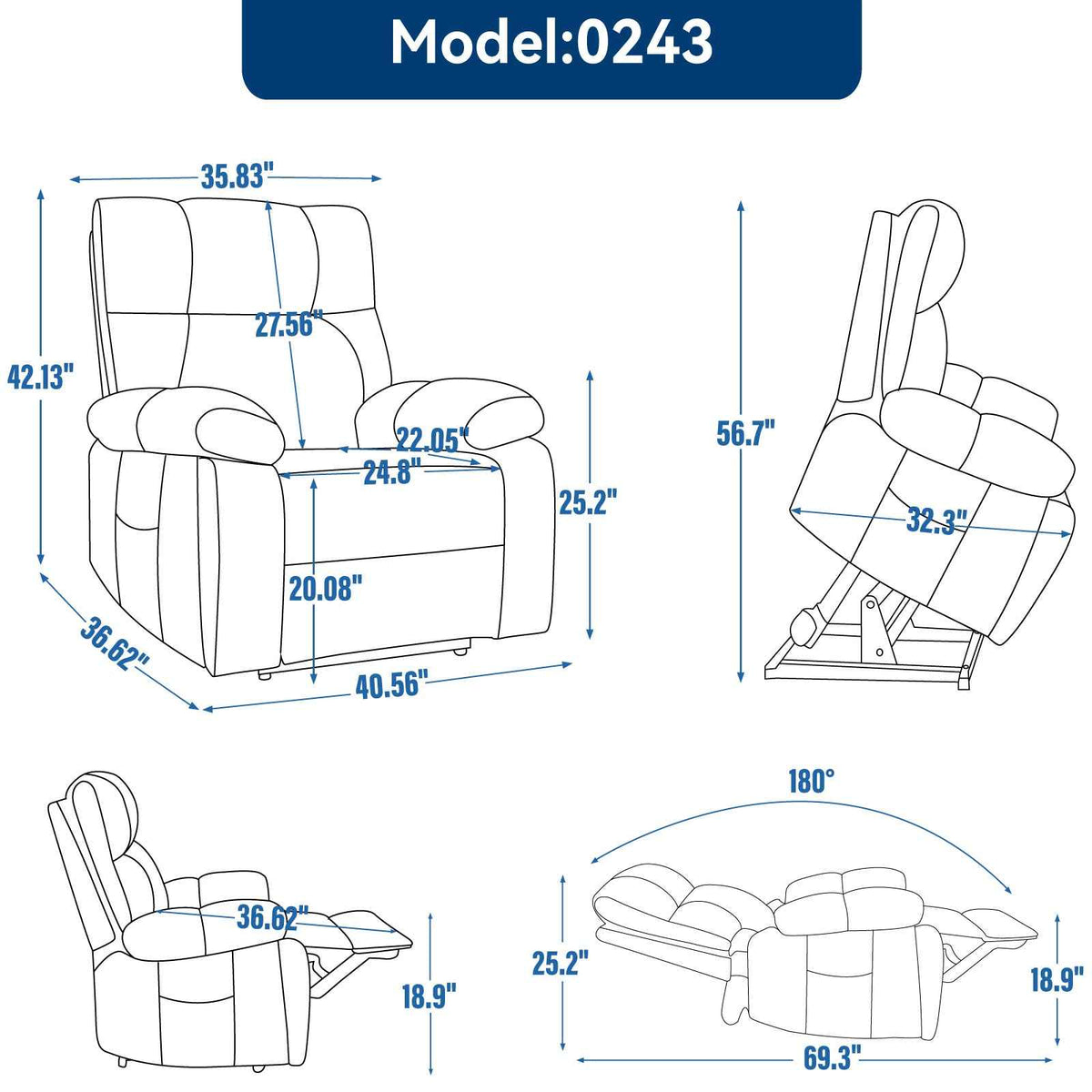 Dual-Motor Power Lift Recliner with Heat & Massage, 350 lb Capacity detail image 47