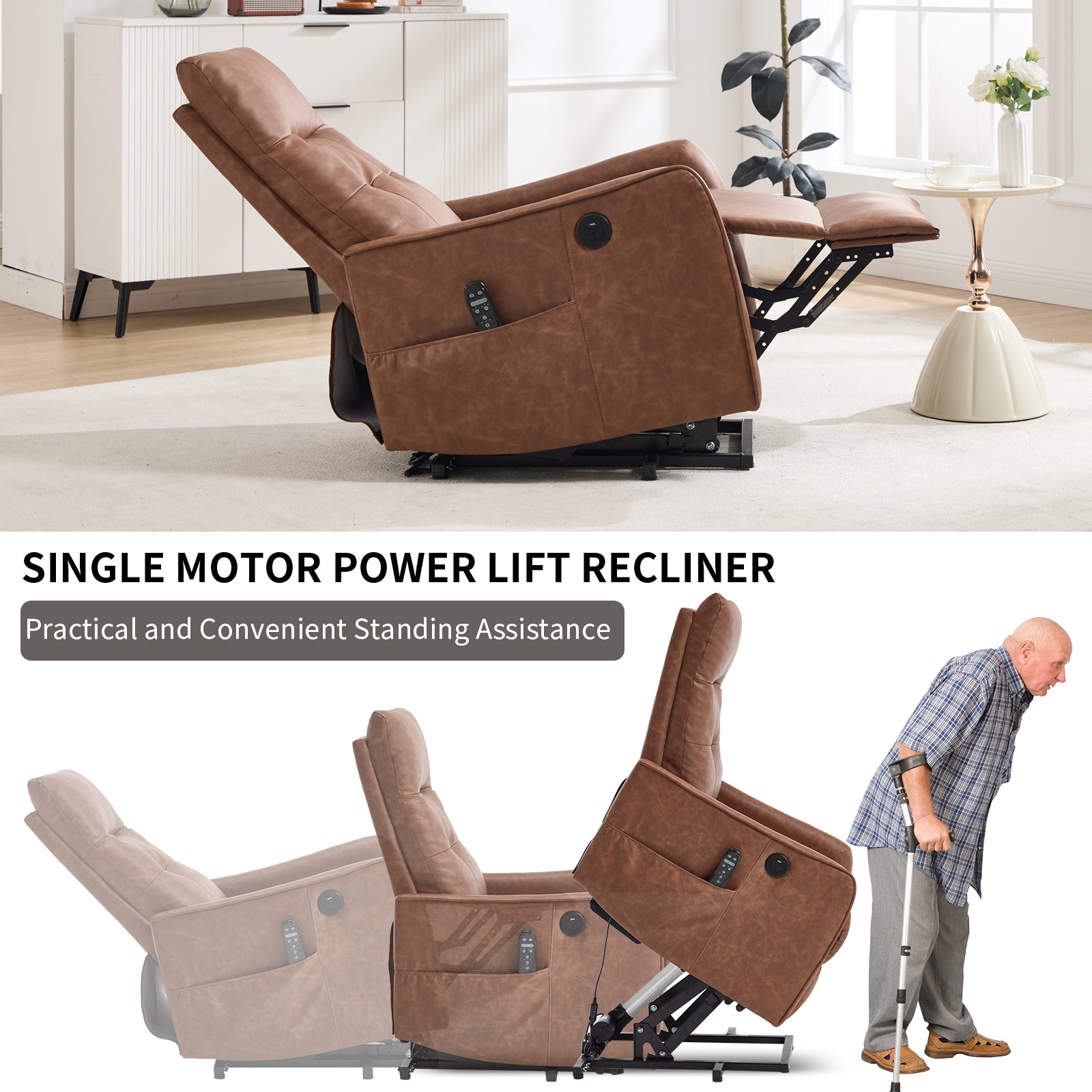 Single Motor Power Lift Recliner Chair with Massage & Heat detail image 99