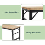 Adjustable Height Heavy-Duty Workbench, Rubber Wood Top Workstation with Power Outlets for workshop, garage, storage, or utility use