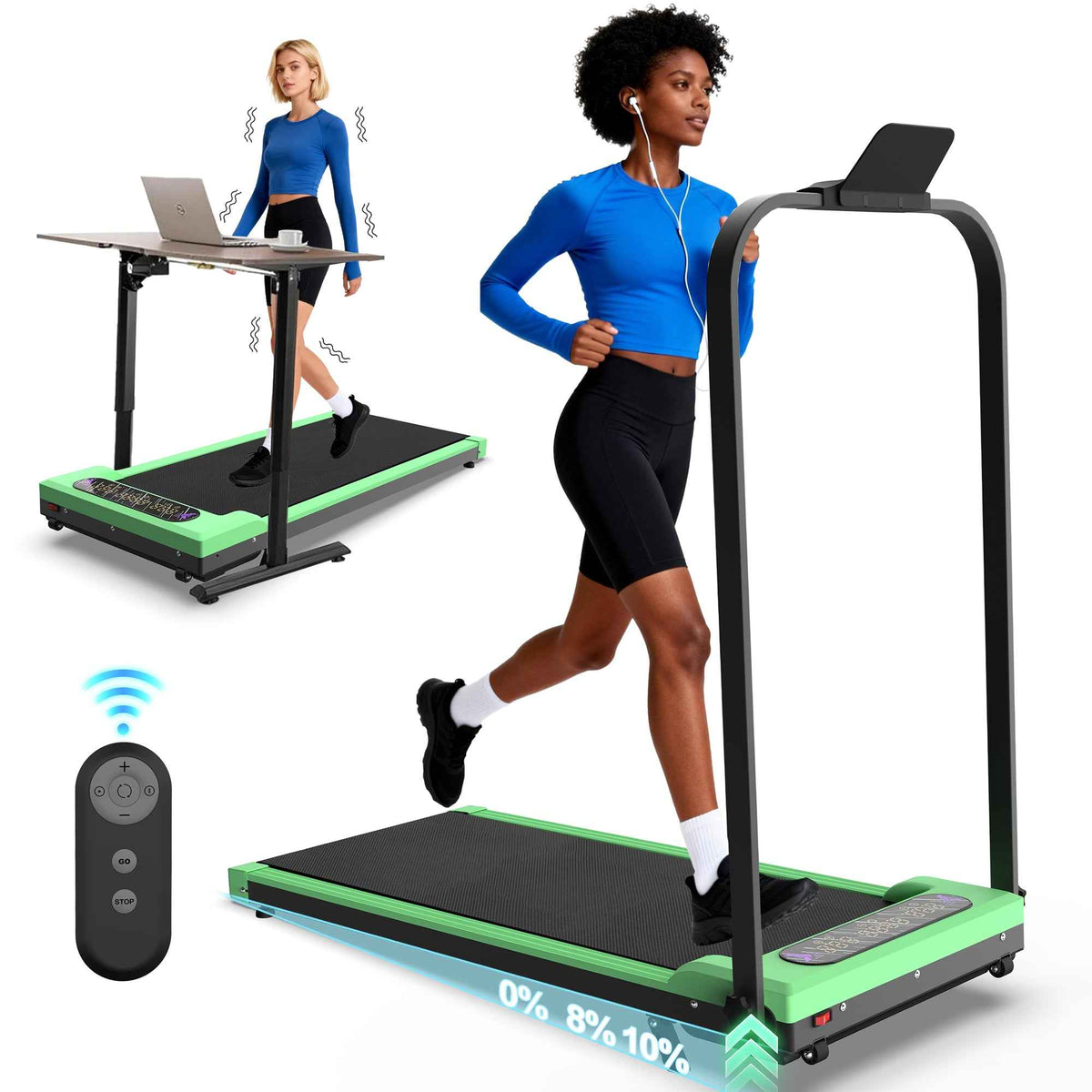 Foldable Under-Desk Walking Pad with Handlebar & Incline under-desk walking pad